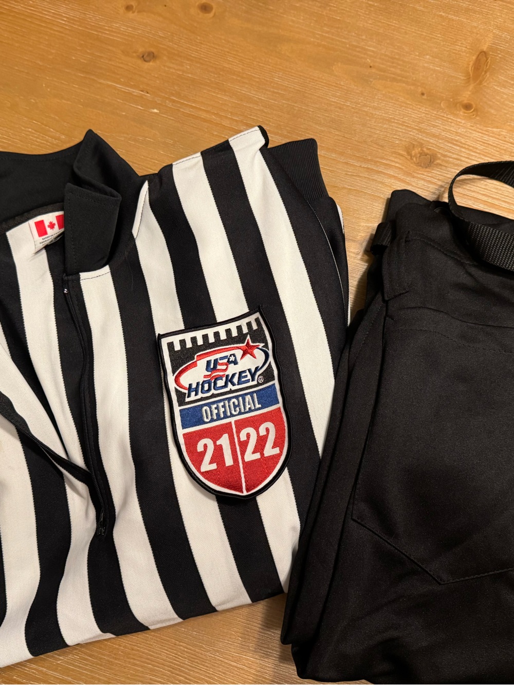 CCM Black and White Striped Referee Pullover and pants